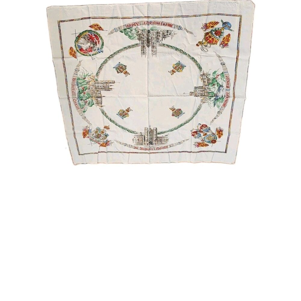 Royal Palaces Vintage Square Tablecloth ~46.25 X 42.5" Collectible UK See